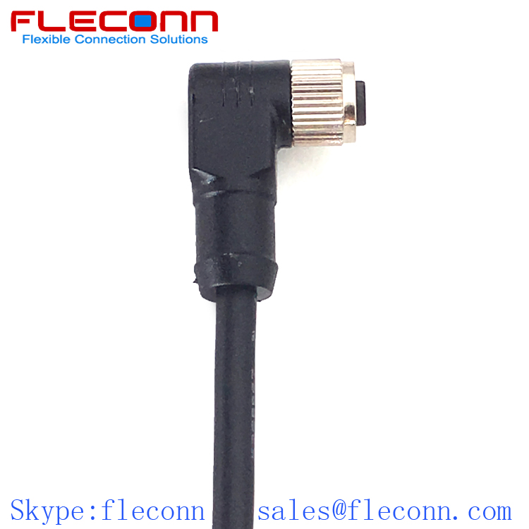 M8 4-Position 90 Degree Angle Molded Female Connector Cable