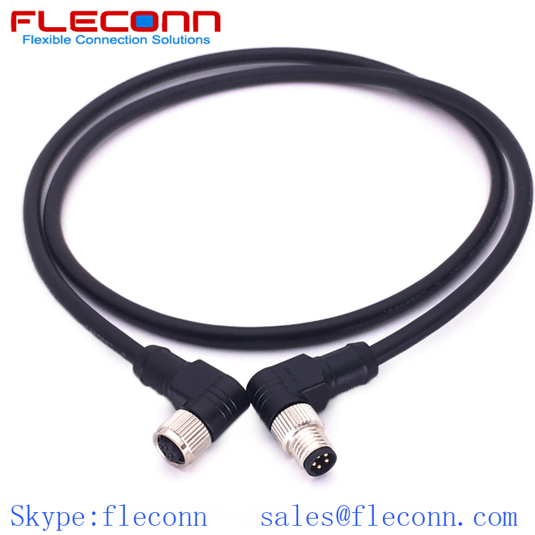 M8 B-coded 5-Pin Right Angle Male to Female Cable