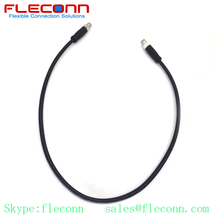 M8 B-coding 5 Positions Male to Male Plug Cable, Straight Overmolded PVC Cable