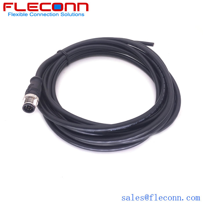 M12 8 Pole Male Straight A Coding IP67 Waterproof PVC PUR Cable