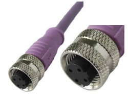M12 Female Molded Cable,Shielded D-Coding 4 Pins